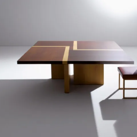Tavolo in legno con piano intarsiato quadrato BD 07 di Laura Meroni