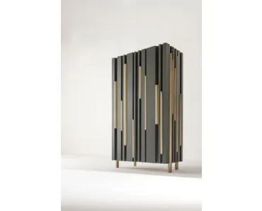 Madia verticale con sequenze di canali decorativi interamente laccata Bamboo Alto di Laura Meroni